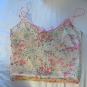 Yellow Mesh Floral Top medium